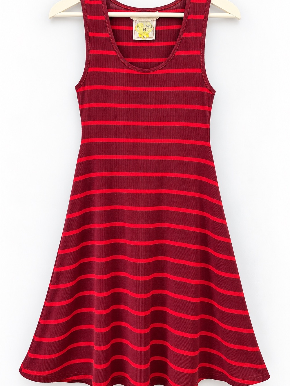 Free People Burgundy Red Striped Knit A-Line Dress Women’s Medium